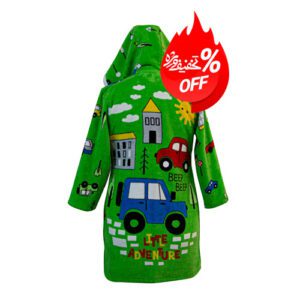 حوله پالتویی بچه‌گانه پودایران طرح ترافیک سبز – سایز 80